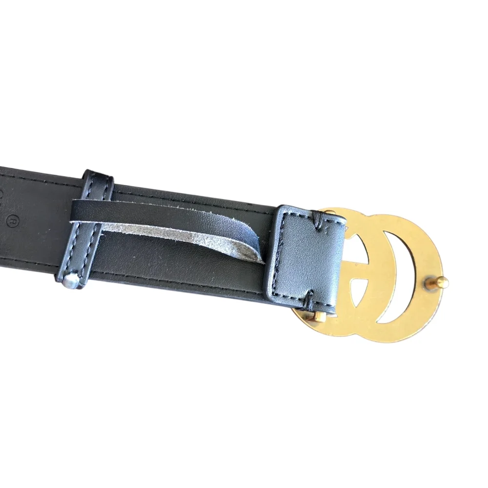 Gucci Interlocking GG Leather Belt Black with Antique Gold Hardware - Picture 11 of 11